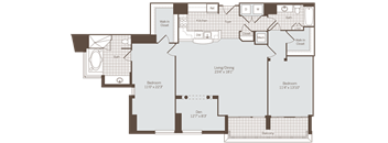 2 bed 2 bath floor plan K at Bennett Park Apartments, Virginia, 22209