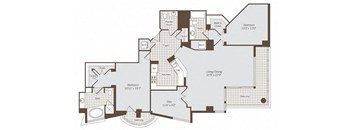 2 bed 2 bath floor plan Lat Bennett Park Apartments, Arlington, VA, 22209