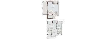 2 bed 2 bath floor plan at Bennett Park Apartments, Arlington, Virginia