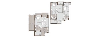 2 bed 2 bath floor plan M at Bennett Park Apartments, Arlington, VA