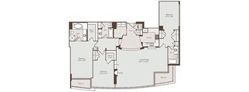 3 bed 3 bath floor plan at Bennett Park Apartments, Arlington, VA, 22209