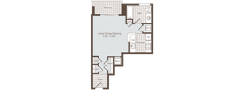 Studio 1 bath floor plan D at Bennett Park Apartments, Arlington, 22209