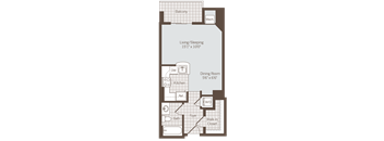Studio 1 bath floor plan at Bennett Park Apartments, Arlington, Virginia