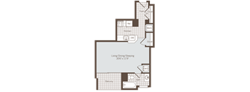 Studio 1 bath floor plan bat Bennett Park Apartments, Virginia, 22209