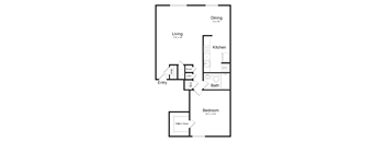 1 bedroom apartment floorplan at Watkins Mill.
