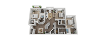 a234 floor plan  1 bedroom with 2 baths  1192 square feet  at Elme Eagles Landing, Stockbridge, Georgia