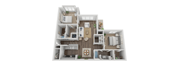a 3 bedroom floor plan with a wood floor  at Elme Eagles Landing, Georgia