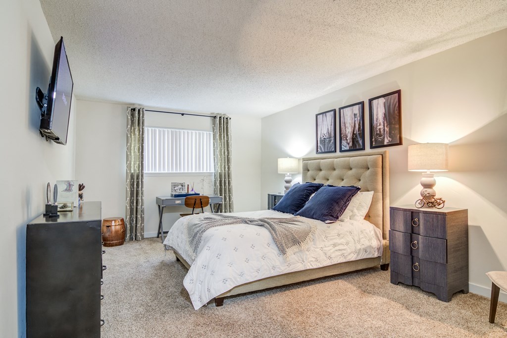 Bedroom at Elme Cumberland Apartments, Smyrna, GA, 30080