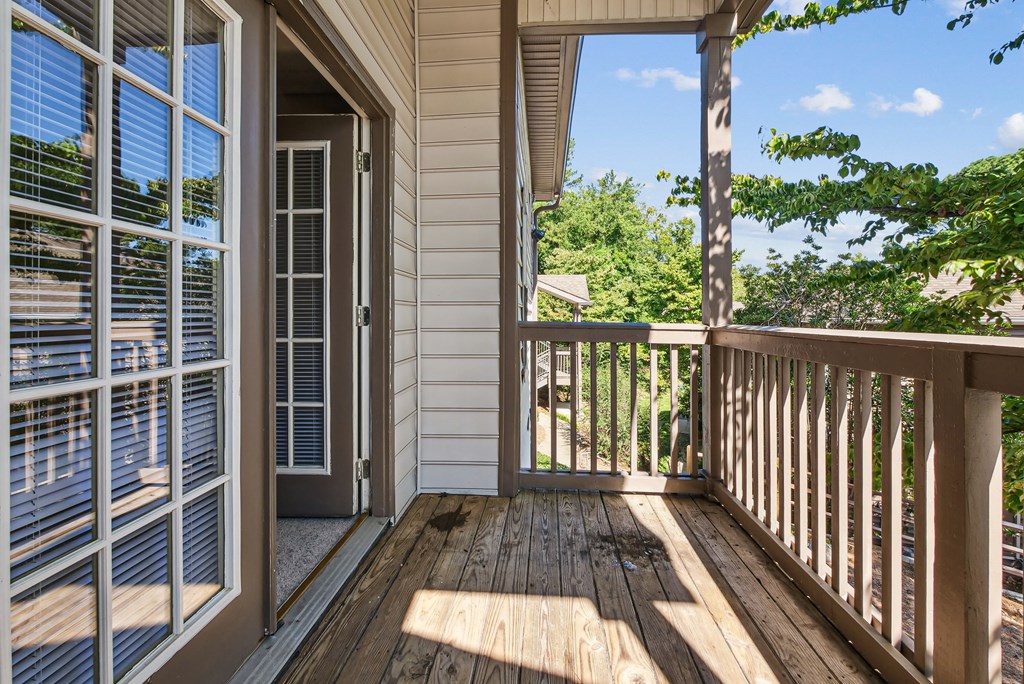 A wooden deck at Elme Marietta Apartments, Marietta, GA