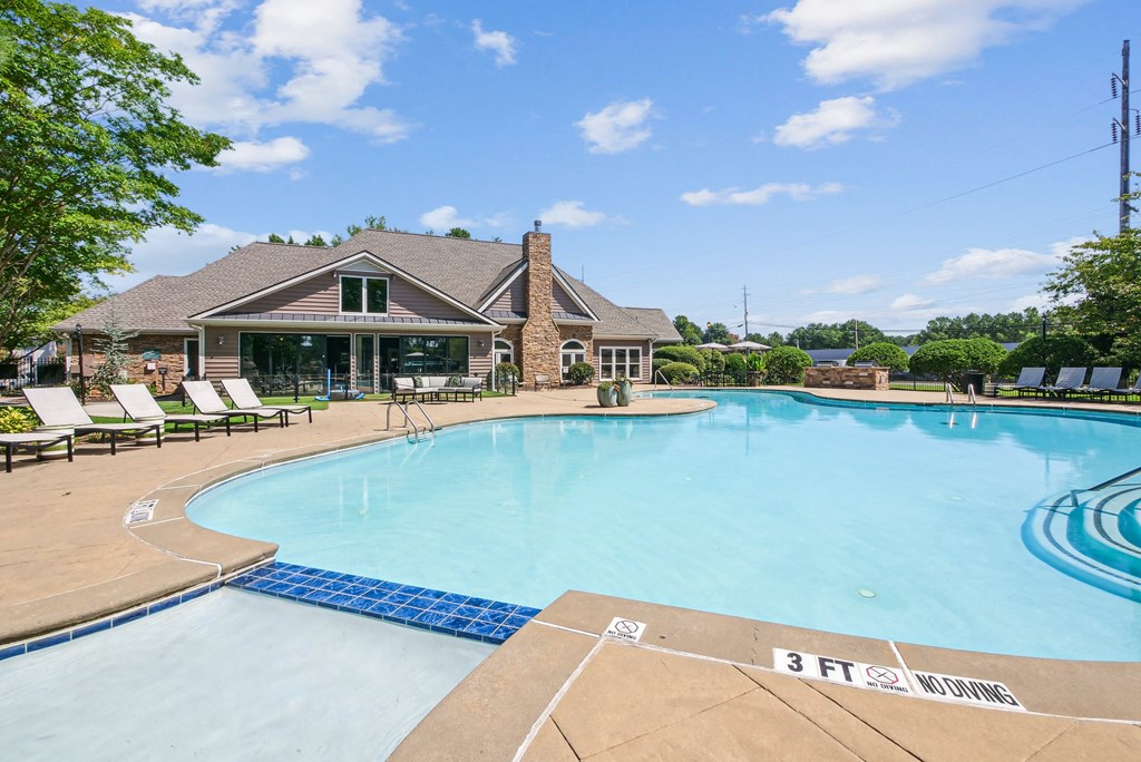 A swimming pool with a 3 feet depth marking  at Elme Marietta Apartments, Marietta, GA