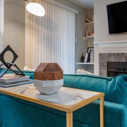 a living room with a couch and a coffee table at Elme Alexandria, Alexandria, 22304