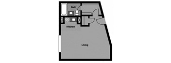 Studio - S1B Floor Plan at 3801 Connecticut Avenue, Washington