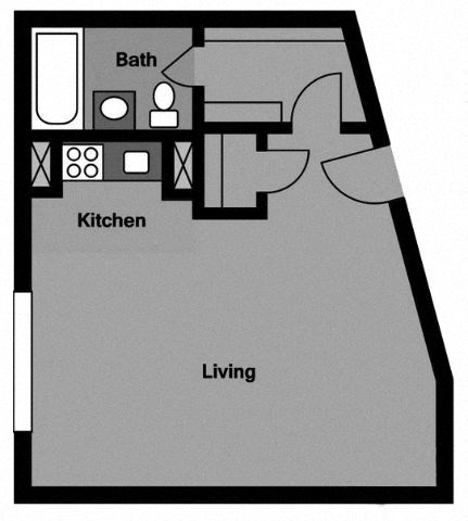 Studio - S1B Floor Plan at 3801 Connecticut Avenue, Washington