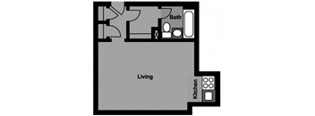 Studio - S1C Floor Plan at 3801 Connecticut Avenue, Washington, 20008