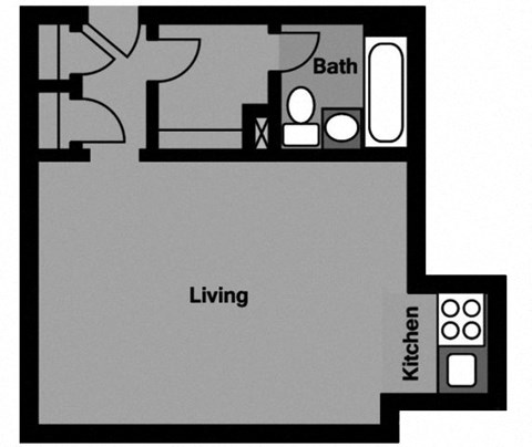 Studio - S1C Floor Plan at 3801 Connecticut Avenue, Washington, 20008