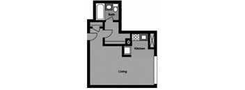Studio - S1E Floor Plan at 3801 Connecticut Avenue, Washington