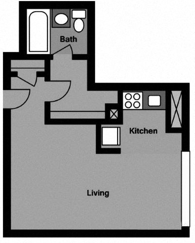 Studio - S1E Floor Plan at 3801 Connecticut Avenue, Washington