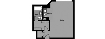 Studio - S1F Floor Plan at 3801 Connecticut Avenue, Washington, 20008