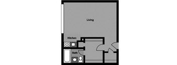 Studio - S1G Floor Plan at 3801 Connecticut Avenue, Washington, DC, 20008