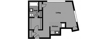Studio - S1I Floor Plan at 3801 Connecticut Avenue, Washington, 20008