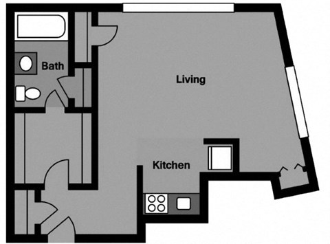 Studio - S1I Floor Plan at 3801 Connecticut Avenue, Washington, 20008