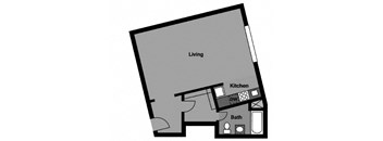 Studio - S1J Floor Plan at 3801 Connecticut Avenue, Washington, Washington