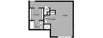 Studio - S1K Floor Plan at 3801 Connecticut Avenue, Washington