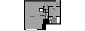 Studio - S1M Floor Plan at 3801 Connecticut Avenue, Washington, 20008