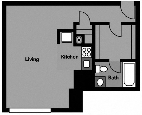 Studio - S1M Floor Plan at 3801 Connecticut Avenue, Washington, 20008