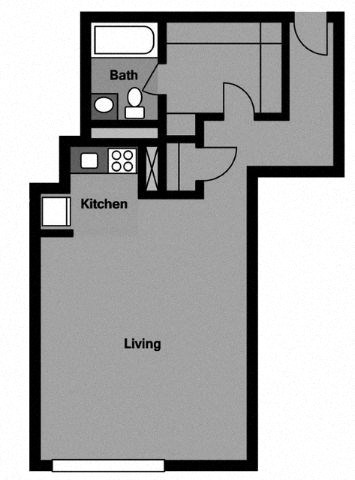 Studio - S1O Floor Plan at 3801 Connecticut Avenue, Washington, DC