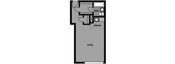 Studio - S1P Floor Plan at 3801 Connecticut Avenue, Washington, 20008