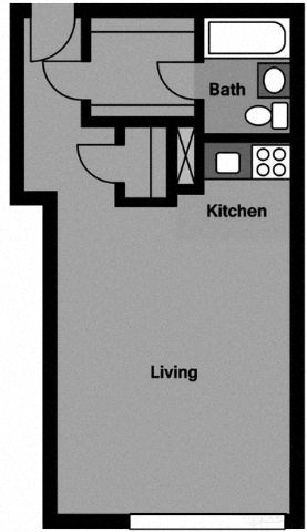 Studio - S1P Floor Plan at 3801 Connecticut Avenue, Washington, 20008