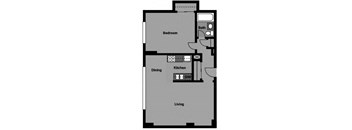 1 Bed | 1 Bath - A1B Floor Plan at 3801 Connecticut Avenue, Washington