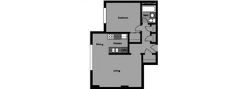 1 Bed | 1 Bath - A1C Floor Plan at 3801 Connecticut Avenue, Washington, 20008