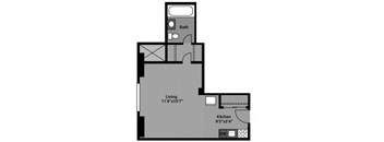 Studio - S1A Floor Plan at The Kenmore, Washington