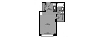 Studio - S1B Floor Plan at The Kenmore, Washington