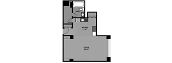 Studio - S1E Floor Plan at The Kenmore, Washington, DC, 20015