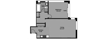 1 Bed / 1 Bath - A1B Floor Plan at The Kenmore, Washington