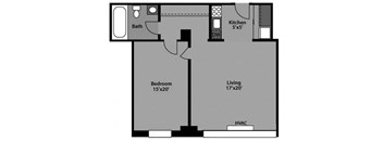 1 Bed / 1 Bath - A1C Floor Plan at The Kenmore, Washington, 20015