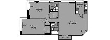 2 Bed / 2 Bath - B2B Floor Plan at The Kenmore, Washington
