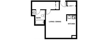 Studio - S1G Floor Plan at The Kenmore, Washington, 20015