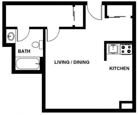 Studio - S1G Floor Plan at The Kenmore, Washington, 20015