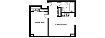1 Bed / 1 Bath - A1A Floor Plan at The Kenmore, Washington
