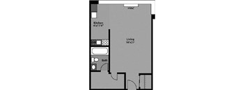 Studio - S1F Floor Plan at The Kenmore, Washington, DC