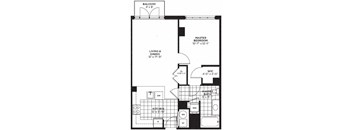 1 bed 1 bath floor plan C at Yale West, Washington