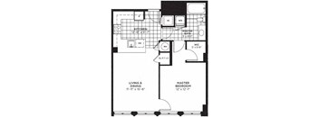 1 bed 1 bath floor plan A at Yale West, Washington, 20001