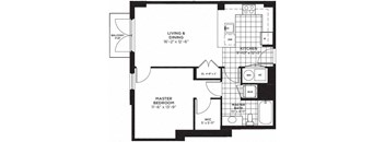 1 bed 1 bath floor plan D at Yale West, Washington, DC, 20001
