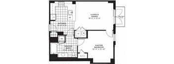 1 bed 1 bath floor plan E at Yale West, Washington, DC