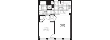 1 bed 1 bath floor plan at Yale West, Washington, 20001
