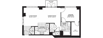 1 bed 1 bath floor plan G at Yale West, Washington, DC